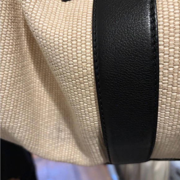 Gucci Studded Raffia and Black leather Stirrup Tote Bag - Picture 10 of 16